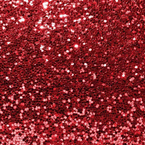 A close-up of a vibrant red glittering pattern with light reflections