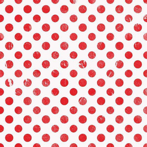 Red polka dot pattern on white background
