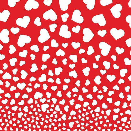 Red background with white scattered hearts pattern