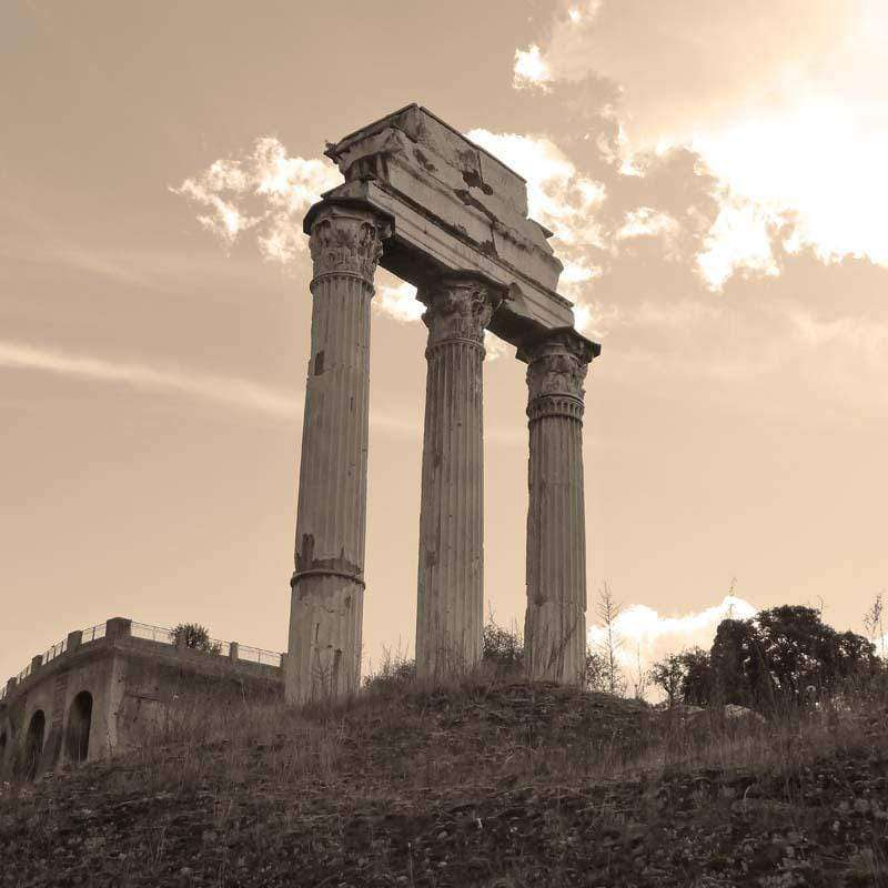 Sepia-toned image of ancient columns