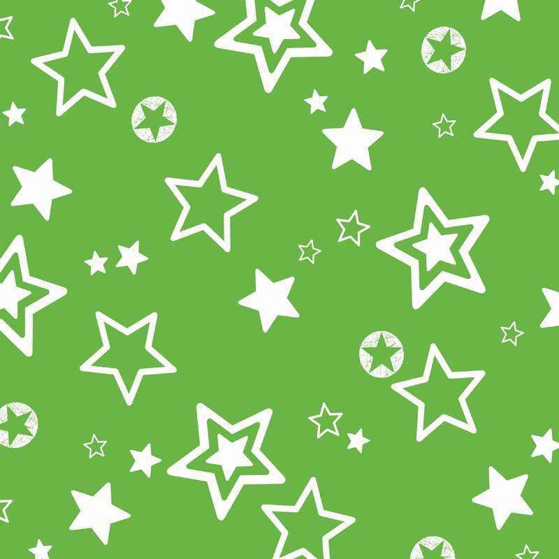 Assorted white stars on a green background