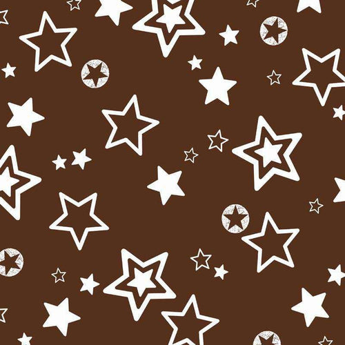 Assorted white stars on a brown background