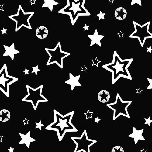 Assorted stars on a black background