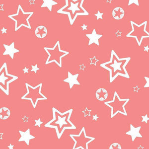 Pattern with various stars on coral background