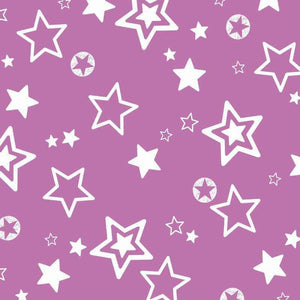 Purple background with a variety of white stars