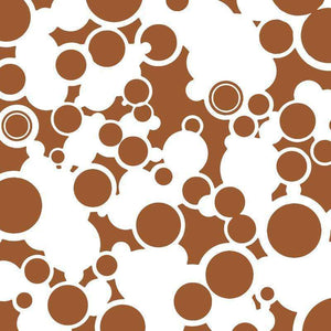 Abstract pattern with overlapping circles in shades of brown and white