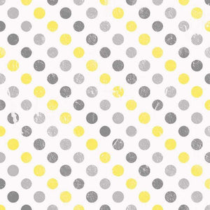 Abstract pattern with yellow and gray dots on a white background