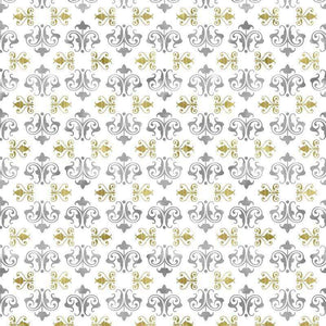Elegant seamless damask pattern with gray and golden accents