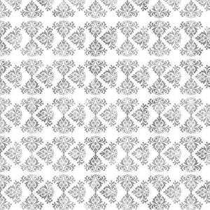 Seamless gray damask pattern with floral motif