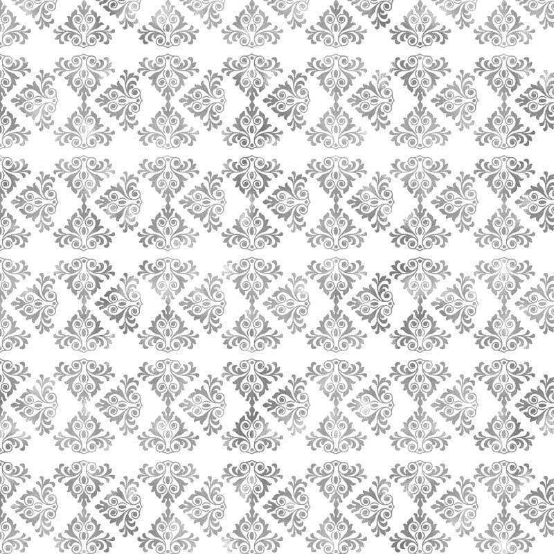 Seamless gray damask pattern with floral motif