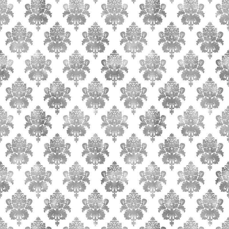 Seamless gray damask pattern on white background