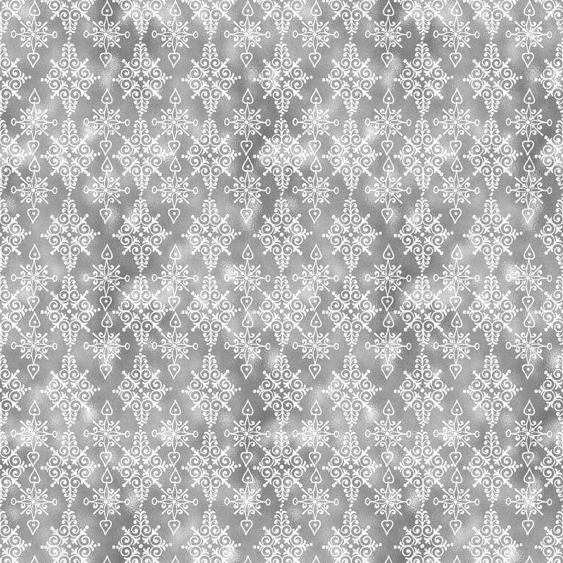 Snowy floral damask pattern in shades of grey