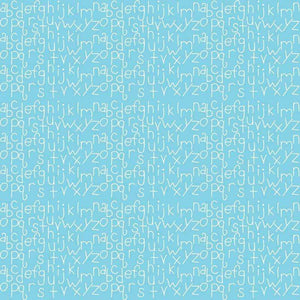 Seamless pattern with stylized lettering on a blue background