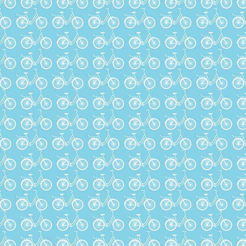 Repeated vintage bicycle pattern on a teal background
