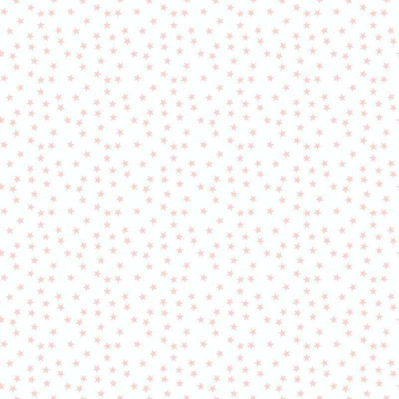 A seamless pattern of delicate pink stars on a white background