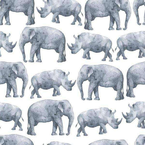 Repeated pattern of elephants and rhinos