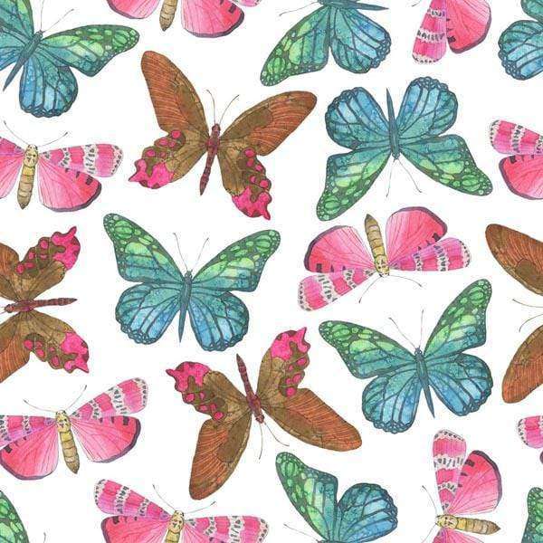 Assorted watercolor butterflies on a white background