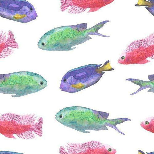 Colorful watercolor fish pattern