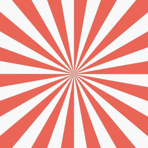 A symmetric sunburst pattern with alternating coral and white stripes