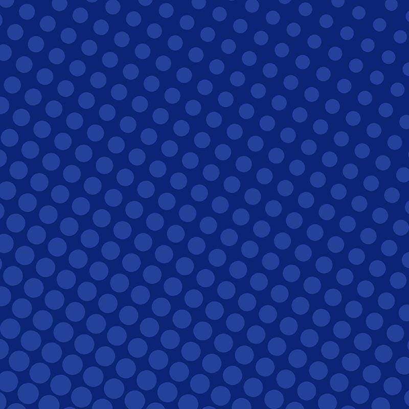 Navy blue background with evenly spaced lighter blue polka dots