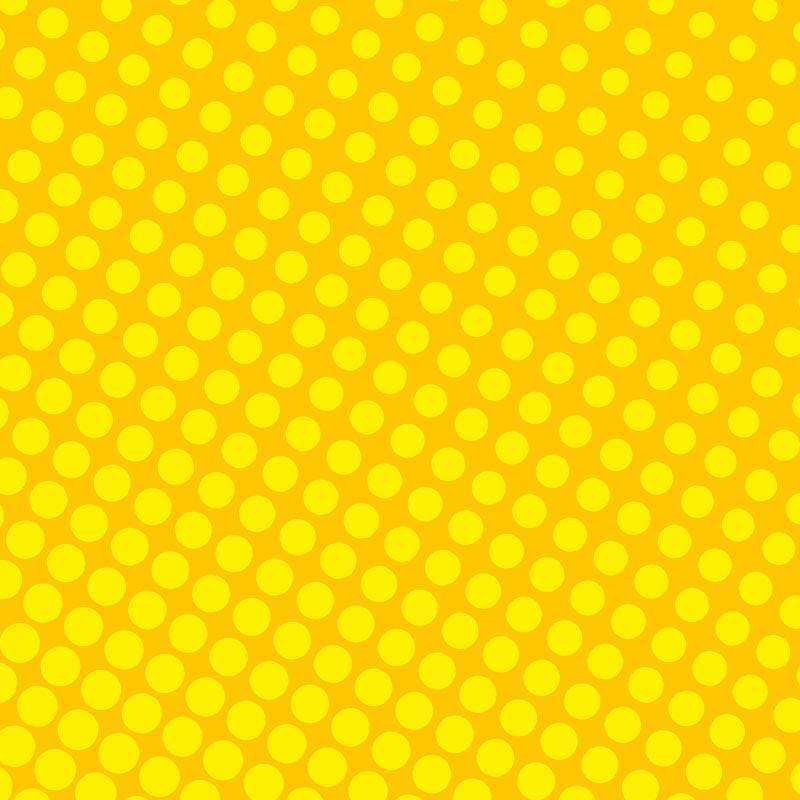 Yellow fabric with bright polka dots pattern