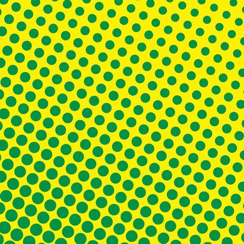 Bright green polka dots on a yellow background
