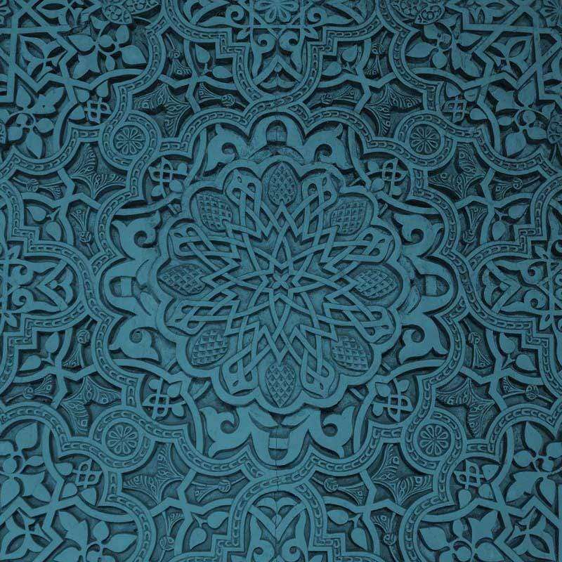 Elaborate teal mandala pattern with intricate details