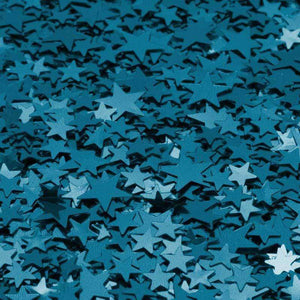 Scattered glittering star shapes in various shades of blue