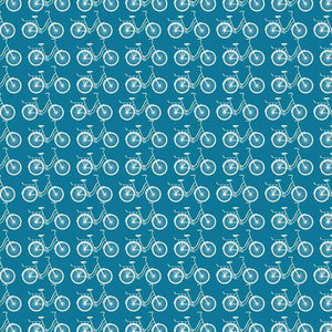Seamless bicycle pattern on teal background