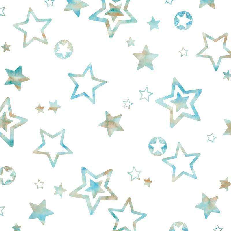 Watercolor star pattern on white background