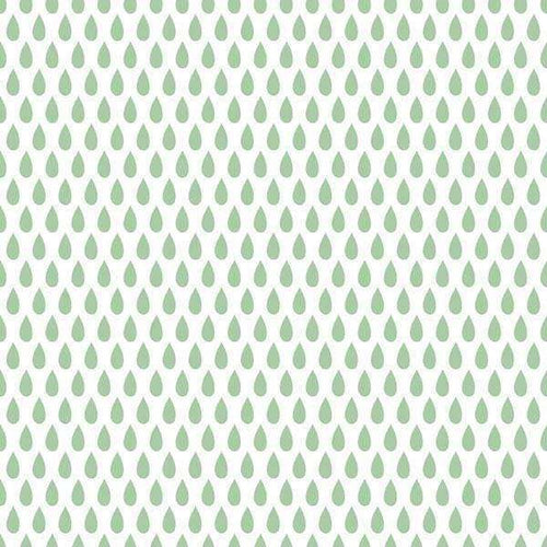 Green raindrop pattern on off-white background