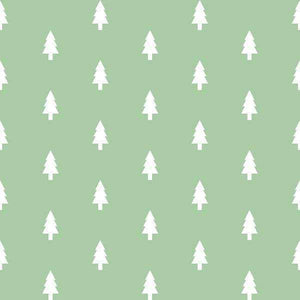 Simple white pine tree pattern on a pastel green background