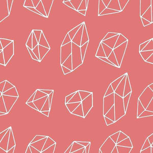 Abstract white crystal outlines on a salmon pink background