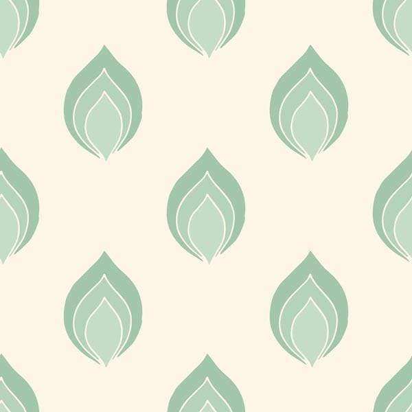 Repeated teal leaf pattern on a pale background