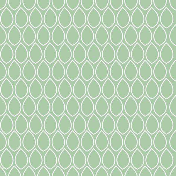 Repeating geometric pattern with overlapping circles and lines in sage green