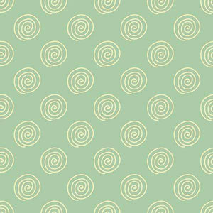 Repeated swirl pattern on a mint green background