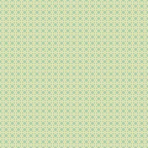 Geometric pattern with interlocking lines on a sage background