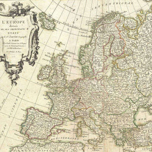 Antique-styled map pattern with European countries