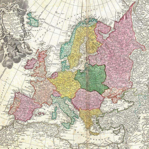 Old-fashioned colorful map pattern