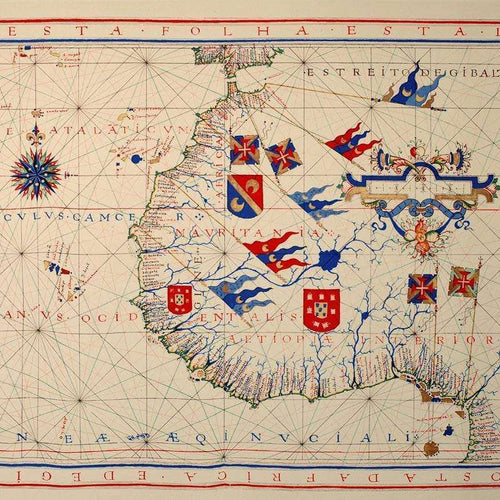 Antique-styled map with nautical elements
