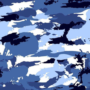 Abstract camo-like pattern in shades of blue and white