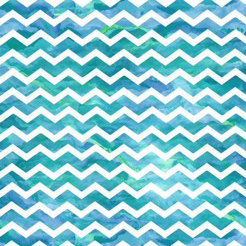Watercolor chevron pattern in shades of blue and green