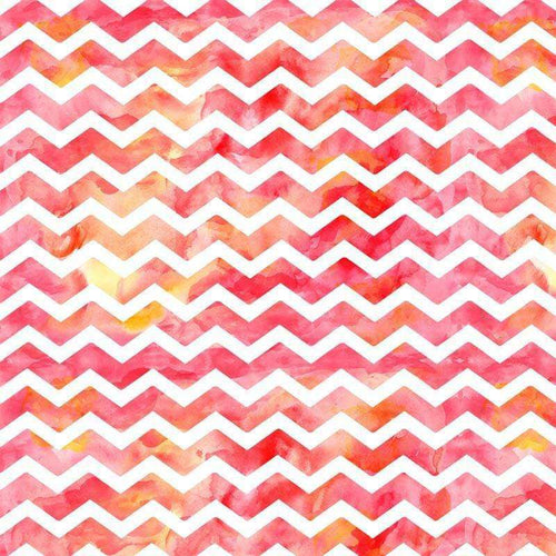 Watercolor chevron pattern with shades of pink, red, and yellow