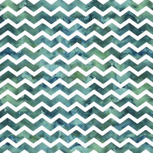 Watercolor chevron pattern with varying shades of blue and green