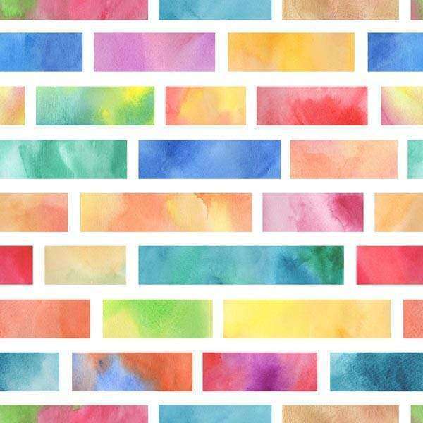 Watercolor pattern with multi-colored tiled rectangles