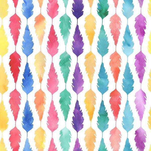 Colorful watercolor feather pattern