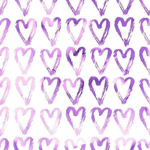 Watercolor hand-drawn purple heart pattern