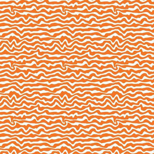 Abstract orange wavy lines on a cream background