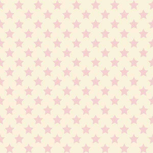 Repeated soft pink stars on a pale cream background
