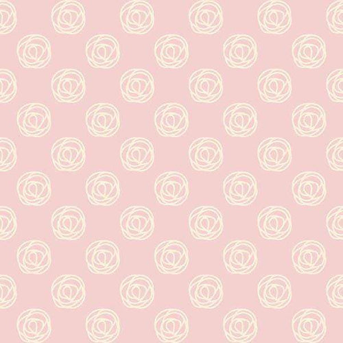 Simple stylized rose pattern on a pale pink background